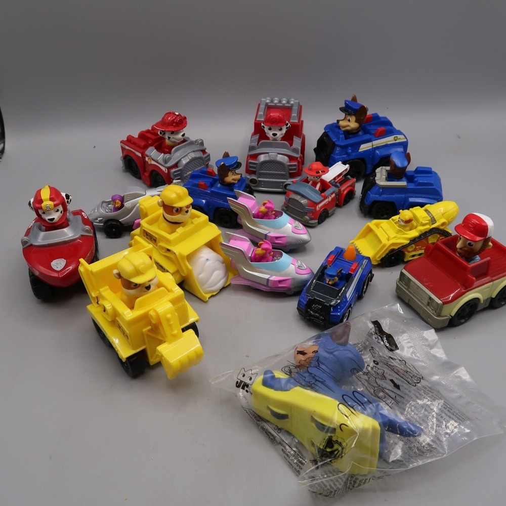 Paw Patrol Vehicles cars racers toy lot of 16 Rubble Hudson Chase Skye Marshall